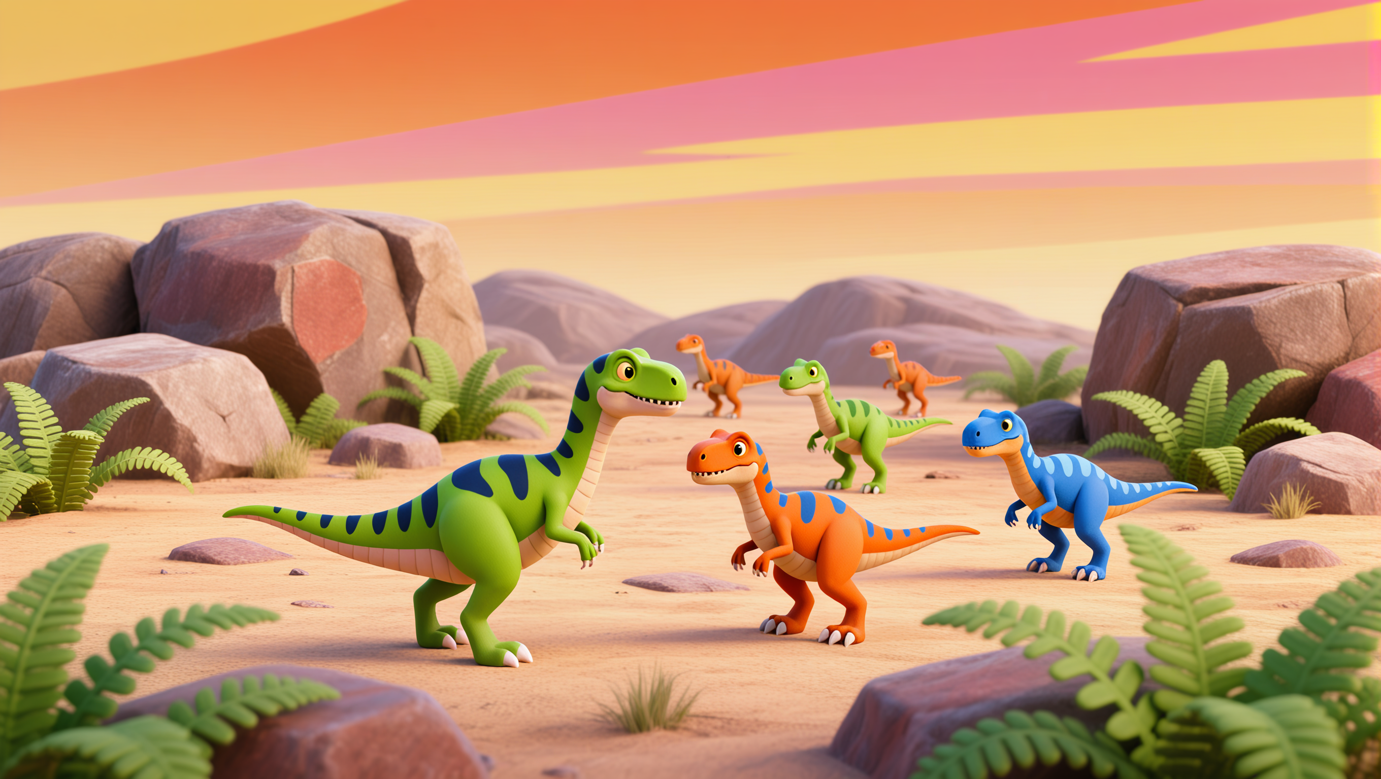 Triassic period landscape with early dinosaurs, 251 to 201 million years ago