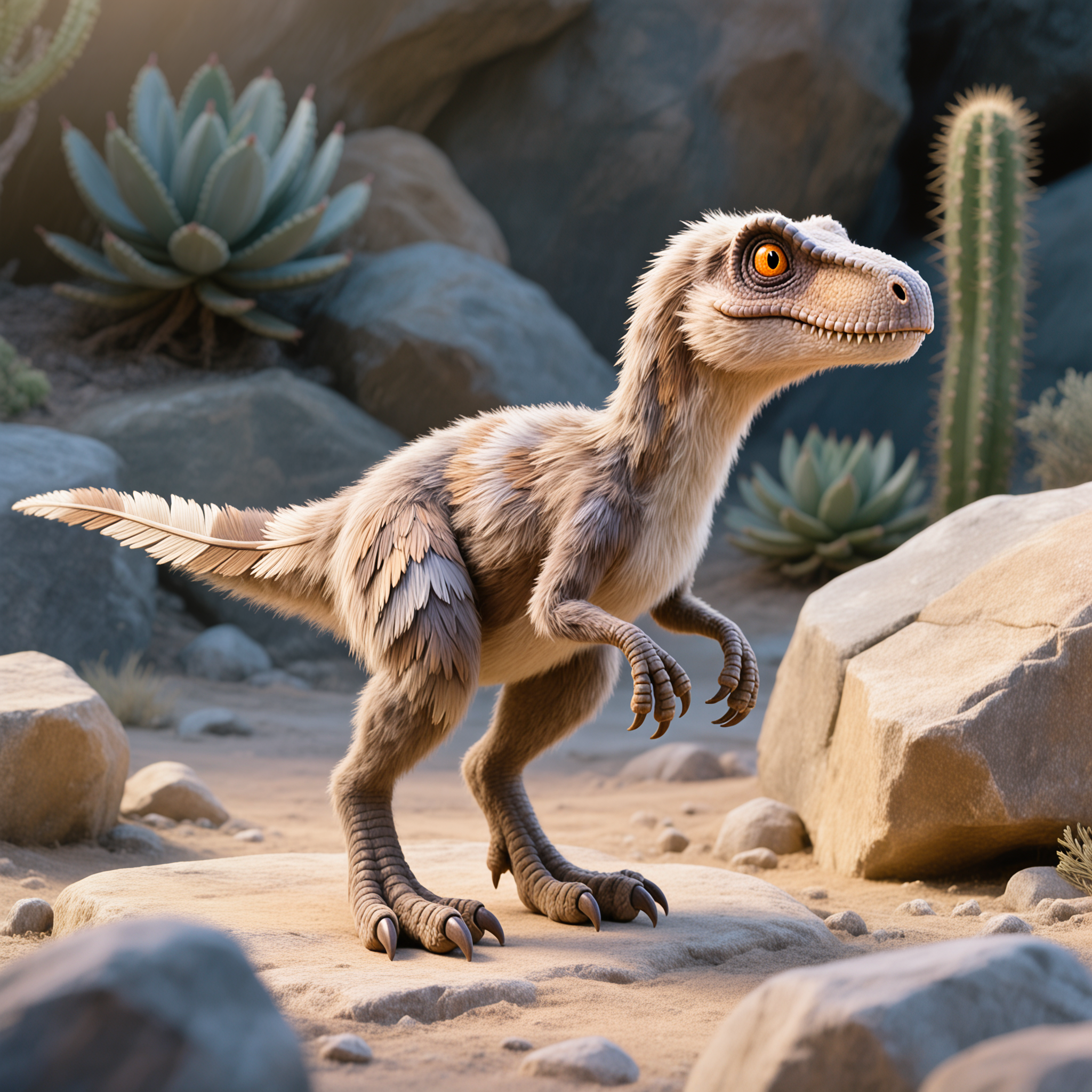 Velociraptor feathered dinosaur
